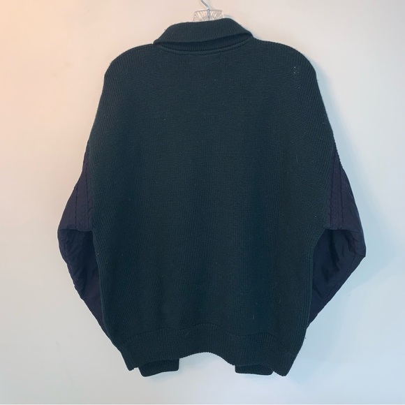 Faconnable Green Blue 100% Wool Sweater Leather Patches Embroidered Crest L - Picture 2 of 9